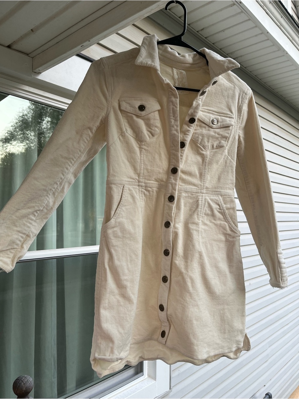 Sadie & Sage Cream Button-Front Corduroy Mini Dress